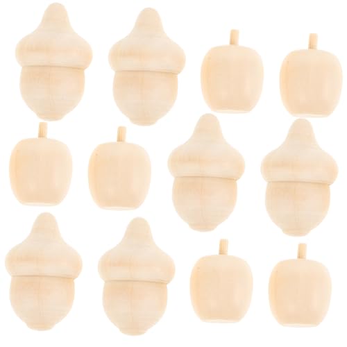 SEWACC 20 Stück Teiliges DIY Holz Deko mit Apfel Eichelfiguren aus Glattem Unbehandeltem Holz für Kreative Bastelprojekte und Tischdekorationen Handbemalbar Kindersicher Kompakt von SEWACC