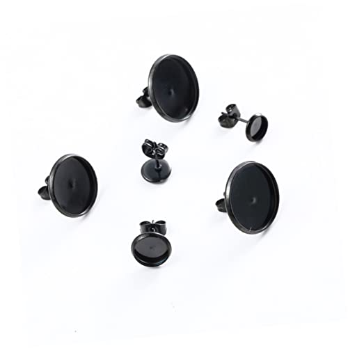 SEWACC 20 Stück Teiliges DIY Ohrstecker Zubehör Schwarzer Runder Ohrstecker Sockel Kreative Schmuckherstellung für Frauen und Mädchen Ohrstopper für Ohrringe von SEWACC
