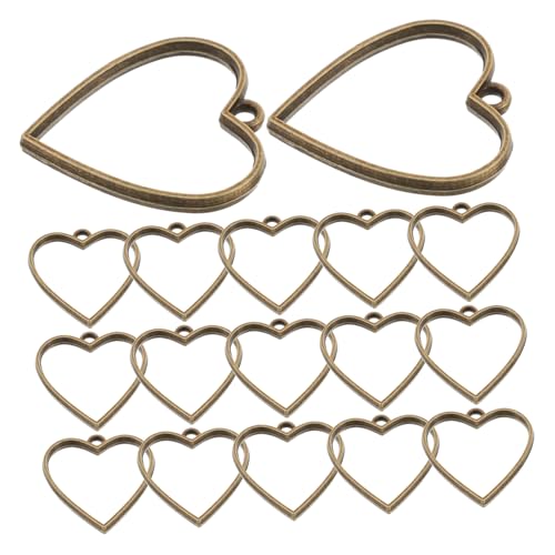 SEWACC 20 Stück Teiliges Herz Anhänger Offene Fassung Charms DIY Schmuckzubehör Hohlrahmen Anhänger für Kreative Handgemachte Halsketten und Armbänder Antikem Bronze Finish von SEWACC
