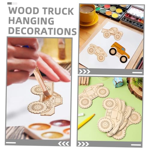 SEWACC 20 Stück Teiliges Kleine Holzautos zum Bemalen DIY Holzfiguren für Baustellenfahrzeug Themen Dekoration Ungiftige Holzanhänger für Basteln und Malspaß von SEWACC