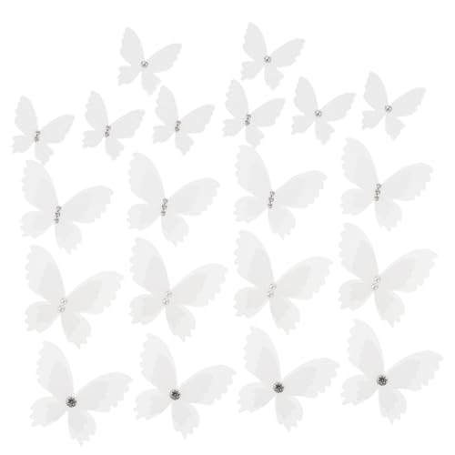 SEWACC 20 Stück Teiliges Organza Schmetterlinge Doppelschichtig mit Strass DIY Kleidung Applikationen Schmuck Zubehör für Individuelle Modegestaltung und Hochzeitskleider Dekoration von SEWACC