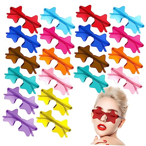 SEWACC 20 Stück Teiliges Oversized Randlose Stern Sonnenbrillen für Erwachsene Trendige Partybrille Unisex Stabile Pc Material Modisches Auffälliges Festival Accessoire von SEWACC