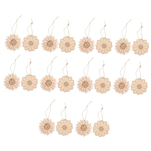 SEWACC 20 Stück Teiliges Sonnenblumen Holzscheiben für DIY Handwerk Dekorative Holzchips in Blumenform Langlebige Holzstücke für Bastelbedarf und Kreative Kunstprojekte von SEWACC