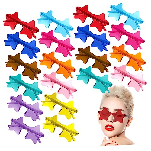 SEWACC 20 Stück Teiliges Sternförmige Sonnenbrillen Rahmenlos Partybrillen Festival Brillen für Erwachsene Bunte Trendige Unisex Accessoires für Alltag und Fotoshootings von SEWACC