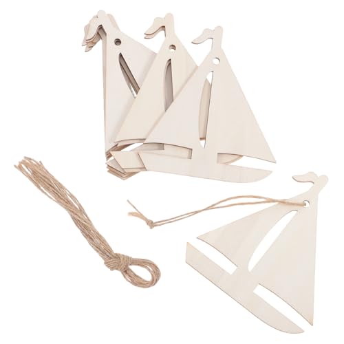 SEWACC 20 Stück Unfertige Holz Segelboot Ausschnitte mit Seil für Diy Projekte Blanko Holzformen für Bastelarbeiten für Sommerpartys und von SEWACC