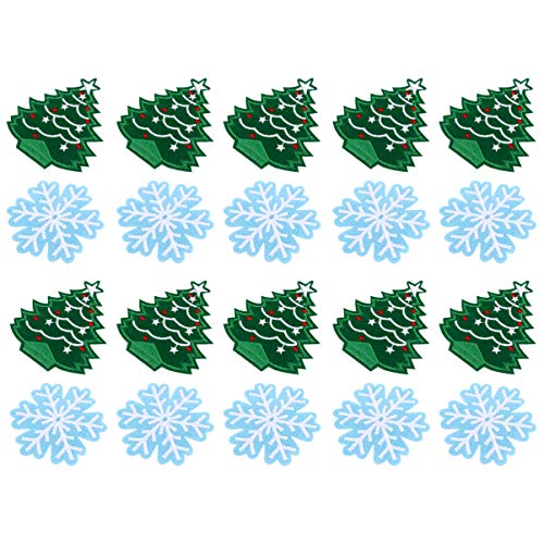 SEWACC 20 Stück Weihnachts Patches Polyester Bügel und Nähapplikationen für Kreative Diy Projekte Vielseitig Einsetzbar zur Reparatur und Dekoration von Kleidung von SEWACC