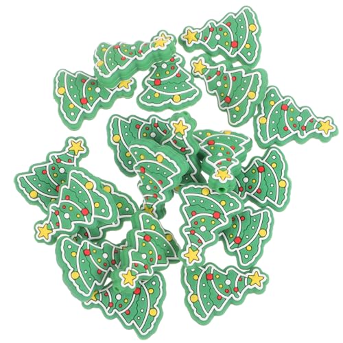 SEWACC 20 x Weihnachtsbaum-Perlen, Silikonperlen, Silikon-Charms, Schlüsselanhänger-Set, Abstandshalter für Perlenstift, DIY, Schmuck, Handwerk, Girlande von SEWACC