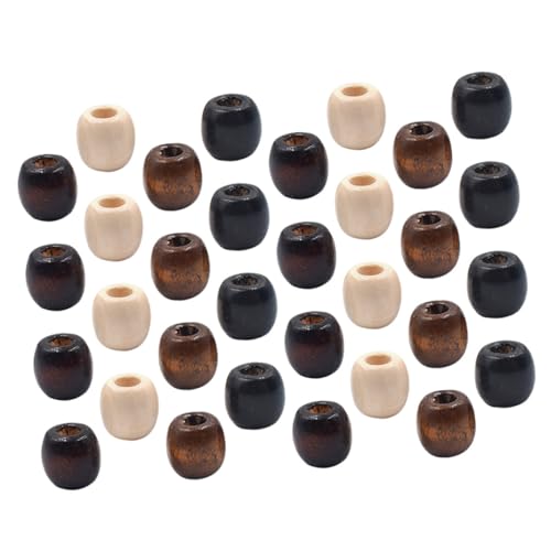 SEWACC 200 Stück Bunte Große Loch Holzperlen DIY Schmuckperlen für Armbänder Halsketten Handgefertigte Holzperlen Mix in Beige Kaffee Dunkelbraun Schwarz zum Auffädeln und Basteln von SEWACC