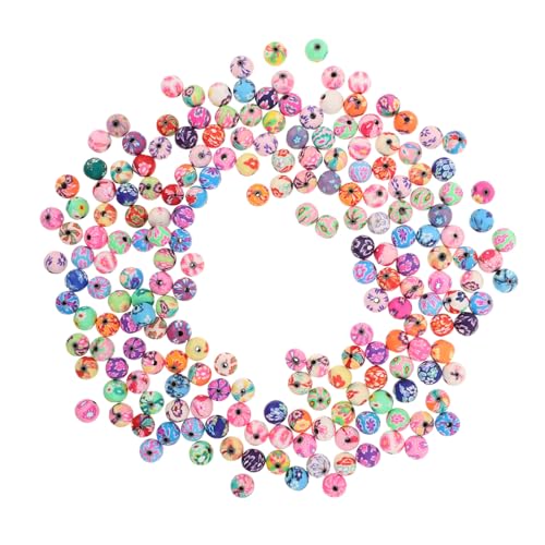 SEWACC 200 Stück Bunte Polymer Perlen Runde Blumen Spacer Perlen Leicht Für DIY Armbänder Halsketten Schmuck Basteln Zubehör von SEWACC