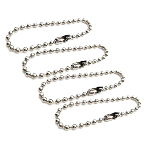 SEWACC 200 Stück Einstellbare Kugelkette mit Verbinder Metall Bead Chain für Schlüsselanhänger Dog Tags DIY Schmuckherstellung Silberfarbene Stahlkette von SEWACC
