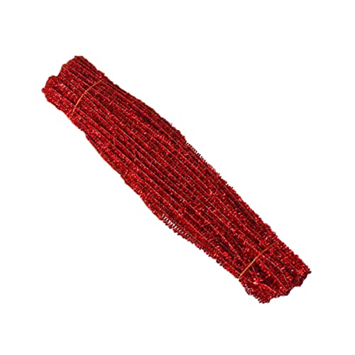 SEWACC 200 Stück Glitzer-Drehstab Ornament Weihnachtsdekorationen Lametta Basteln Sie Chenille-Stiele LED Bastelmaterial selber machen Pfeifenreiniger Handwerk farbige Pfeifenreiniger rot von SEWACC