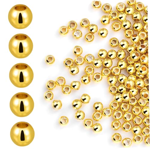 SEWACC 200 Stück Kupferperlen Für Schmuckstücke Mit Großen Löchern In Kreisform Perlensortiment Kleine Runde Farbabstandshalter Herstellung Von Armbändern Zahlen DIY Gebohrt SEWACC 200 Stück Kupferperlen Für Schmuckstücke Mit Großen Löchern In Kreisform Perlensortiment Kleine Runde Farbabstandshalter Herstellung Von Armbändern Zahlen DIY Gebohrt von SEWACC