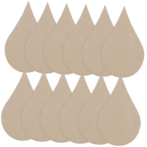 SEWACC 200 Stück Runde Holzscheiben Naturbelassen Glatt Holzscheiben Wassertröpfchen Form DIY Basteln Deko Baumscheiben Holzplättchen für Kunst Handwerk Fenster Tisch Bücherregal von SEWACC