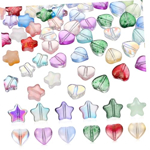 SEWACC 200 Stück Teiliges Bunte Glasperlen mit Sternen und Herzformen Glatt Geschliffen für Schmuckherstellung Armbänder Halsketten Ohrringe und DIY Bastelprojekte Vielseitig Einsetzbar SEWACC 200 Stück Teiliges Bunte Glasperlen mit Sternen und Herzformen Glatt Geschliffen für Schmuckherstellung Armbänder Halsketten Ohrringe und DIY Bastelprojekte Vielseitig Einsetzbar von SEWACC