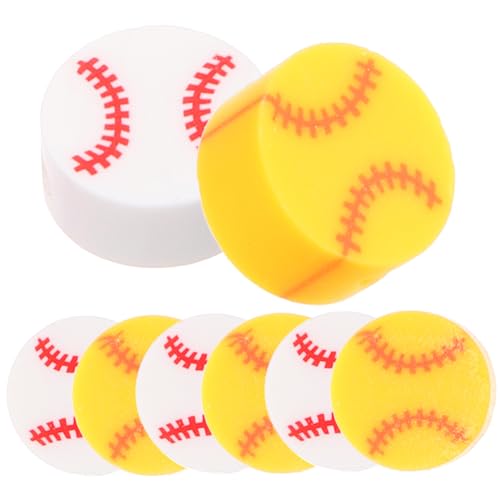 SEWACC 200 Stück Teiliges DIY Perlen aus Polymer Clay mit Glatten Runden Spacer Perlen in Gelb und Baseball Design für Armband und Schmuckherstellung Leicht Auffädelbar Handgefertigt von SEWACC