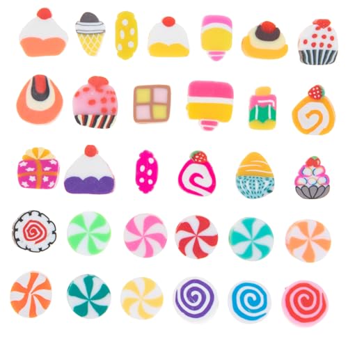 SEWACC 200 Stück Teiliges Polymer Clay Perlen mit Frucht und Candy Motiven Handgefertigte DIY Schmuckperlen aus Hochwertigem Polymer Clay für Armbänder Halsketten und Kreative von SEWACC
