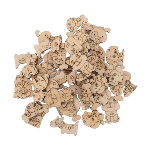 SEWACC 200 Stück Teiliges Unbehandelte Holz-tierformen zum Bemalen DIY Kreativset Katzen Hundemotive Holzanhänger für Wohnkultur Kunstprojekte Kinderzimmer Dekoration von SEWACC
