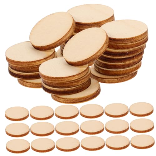 SEWACC 200 Stück Unbehandelte Runde Holzscheiben DIY Holzstücke für Bastelarbeiten zum Malen Dekorieren und Hochzeitsschmuck von SEWACC