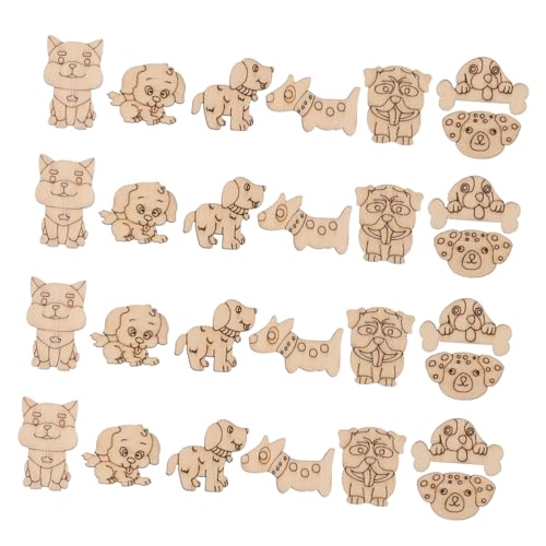 SEWACC 200 Stück Unbemalte Holztiere zum Bemalen Robuste Katzen Hundefiguren aus Holz für DIY Bastelprojekte Kreative Anhänger und Vielseitige Dekorationen zu Halloween Weihnachten und von SEWACC