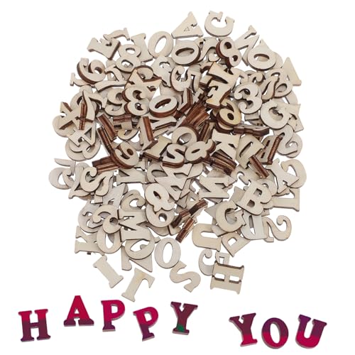 SEWACC 204 Stück Holz Alphabet Teile Natürliche Holzbuchstaben Zahlen für DIY Deko Basteln Lernspielzeug und Langlebig für Kreative Projekte und Heimdekoration von SEWACC