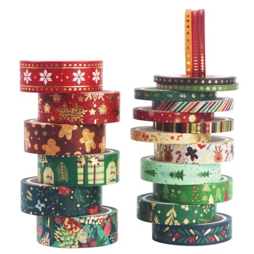 SEWACC 21 Rollen Weihnachtsdesign Washi Tapes Selbstklebende Dekorative Klebebänder für Diy Bastelprojekte für Scrapbooking und Weihnachtskarten von SEWACC