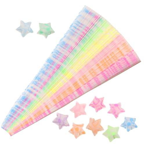 SEWACC 210 Stück Teiliges Origami Papier mit Farben Leuchtende Papierstreifen für DIY Sternenfalten Handliches Bastelpapier für Papiersterne für Bastelprojekte und Kreative Geschenkideen von SEWACC