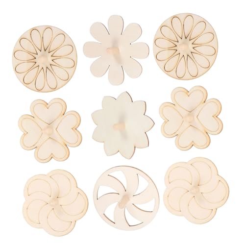 SEWACC 24 Stck Teiliges Holz Gyroskop Bastelset für Blanke Unbemalte Dreher mit Glatter Oberfläche Kreative DIY Malspielzeuge Sichere Einzigartige Formen für Kindergarten und Zuhause von SEWACC