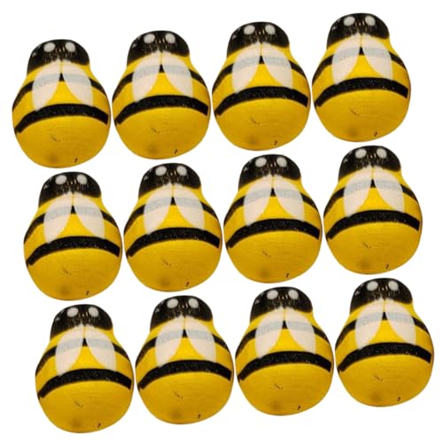 SEWACC 24 Stück Teiliges Kleine Holz Bienen Dekofiguren Bemalte Bienen Charms für DIY Basteln Niedliche Bienenornamente für Party Bauernhaus und Wohnkultur von SEWACC