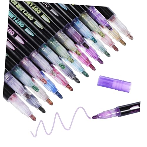 SEWACC 24 Stück Teiliges Metallic Marker mit Doppelter Glitzerlinie Schimmernde Künstlerstifte für Malen Basteln Scrapbooking und Grußkartengestaltung Vielseitige Filzstifte für Kreative SEWACC 24 Stück Teiliges Metallic Marker mit Doppelter Glitzerlinie Schimmernde Künstlerstifte für Malen Basteln Scrapbooking und Grußkartengestaltung Vielseitige Filzstifte für Kreative von SEWACC