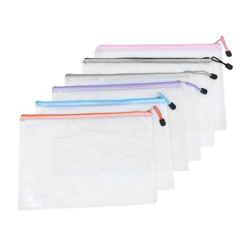 SEWACC 24 Stück Teiliges Wasserdichte PVC Dokumententaschen mit Reißverschluss Transparente Netzbeutel für Schule und Büro Vielseitige Aufbewahrung für Ordner und Stifte Farbiges von SEWACC