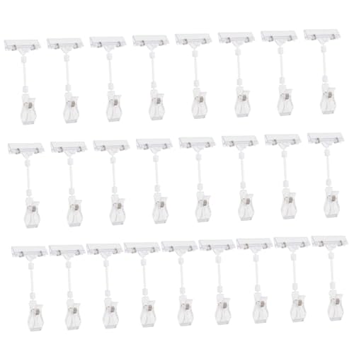 SEWACC 25 Stück Drehbare Etikettenhalter Clips Robuste Plastikpreisschildklemmen für Warenanzeige Transparentes Design für Supermarkt und Produktpräsentation von SEWACC