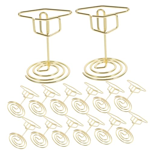 SEWACC 25 Stück Goldene Abschlussmütze Visitenkartenhalter Multifunktionale Tischkartenständer für Abschlussfeiern Büro und Dekoration mit Starkem Halt und Luxuriösem Design von SEWACC