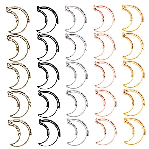 SEWACC 25 Stück Rotierbare Mondform Hohlrahmen Anhänger Teiliges für DIY Schmuck Farben Erhältlich für Armbänder und Bastelprojekte von SEWACC