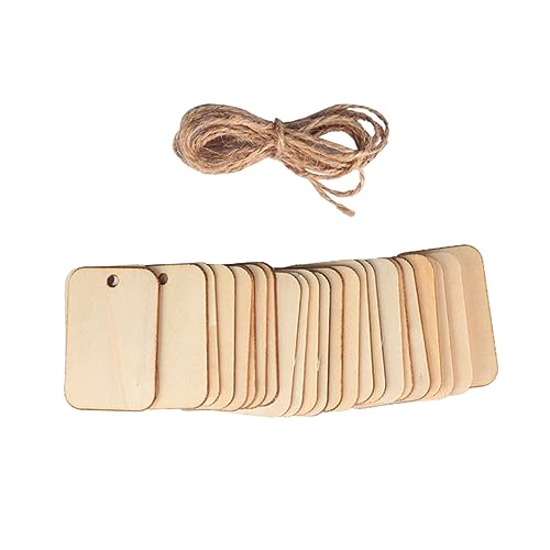 SEWACC 250 Stück Holz Hängemarken mit Juteschnur Handgemachte DIY Hängemarken Natürlichem Holz für Hochzeitsdekoration und Bastelprojekte von SEWACC