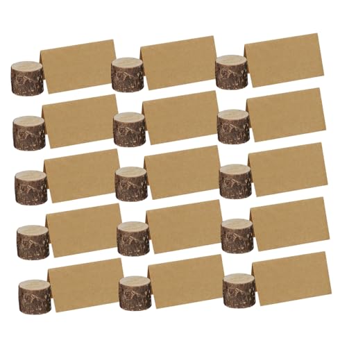 SEWACC 26 Sätze Rustikaler Holz Tischkartenhalter mit Memo-clip und Papierkarten Vielseitiger Notizhalter für Fotos Tischnummern Hochzeit Büro und Dekoration von SEWACC