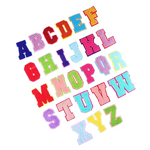 SEWACC 26 Stück Bestickter Stoffaufnäher mit Alphabet Bausätze Stoffflicken für Kleidung Tuch nähen buchstabenaufkleber stoffaufkleber Kostüm-Stickerei-Patch Stickerei-Patch-Tool Colorful von SEWACC