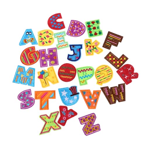 SEWACC 26 Stück Buchstaben Stoffaufkleber Für Buchstaben Kleidung Aufnäher Bügelflicken Chenille Patches Bestickte Patches Stoff Nähapplikation Stickerei Alphabet Patch von SEWACC