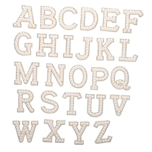 SEWACC 26 Stück Teiliges Aufbügelbare Buchstaben Patches mit Perlenstickerei Selbstklebend für Kleidung Rucksäcke DIY Dekoration Leicht Kompakt zum Aufbügeln und Annähen von SEWACC