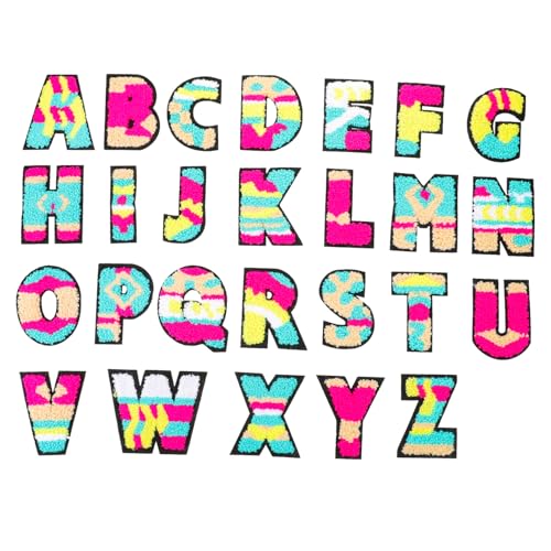 SEWACC 26 Stück Teiliges Bügelbuchstaben Farbige Kleine Stickaufnäher für Textilien Flexible Stoffbuchstaben zum Aufbügeln und Annähen Dekorative Applikationen für Kleidung Taschen Jeans von SEWACC
