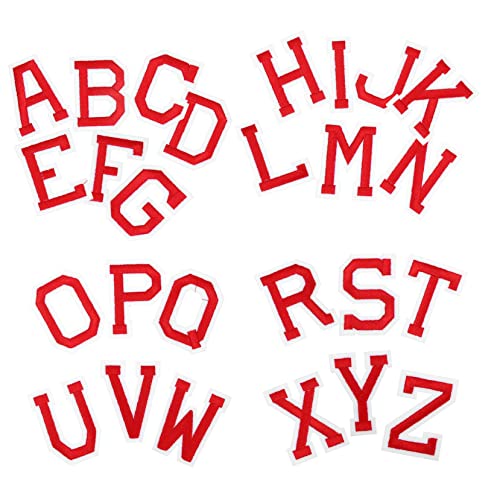 SEWACC 26 Stück Teiliges Bügelbuchstaben Patches A Z Rote Buchstaben Aufnäher für Kleidung Hüte und Taschen Selbstklebend und Bestickt für DIY Projekte von SEWACC