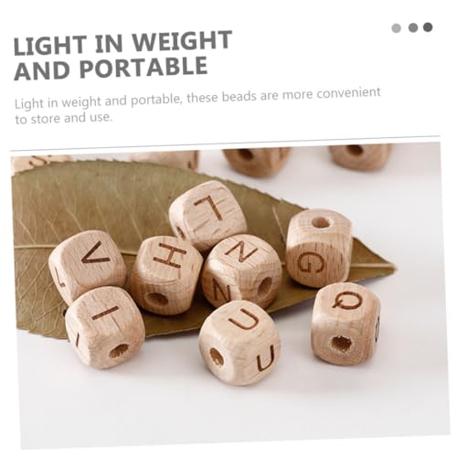 SEWACC 26 Stück Teiliges Eckige Holzperlen mit Buchstaben aus Natürlichem Buchenholz Multifunktionale DIY armbandperlen für Schmuckherstellung und Bastelprojekte von SEWACC