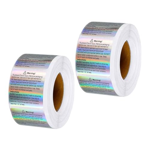 SEWACC 2Rollen Wasserdichte Sicherheitsaufkleber für Diy Wachskerzen Rechteckige Selbstklebende Etiketten Robust und Langlebig für Kerzengläser und Dosen von SEWACC