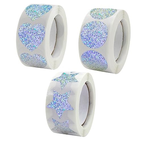 SEWACC 3 Rollen Dekorative Herz Aufkleber Selbstklebende Etiketten für Haushalt Multifunktions Sticker für Backverpackungen Geschenktüten und von SEWACC