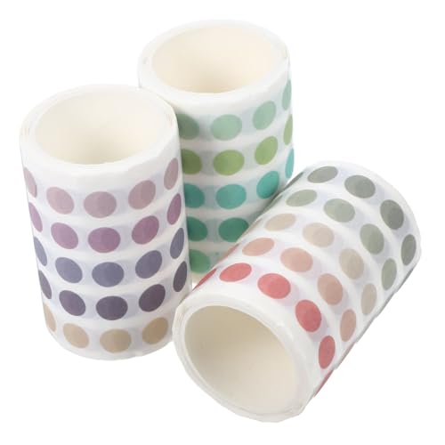 SEWACC 3 Rollen Dot Washi Tape Aufkleber Rund Selbstklebend Leicht Ablösbar Vielseitig für Planer Scrapbooks Fotoalben Journale Farbtöne Rosé Vanille Minze für Kreative Bastelprojekte von SEWACC