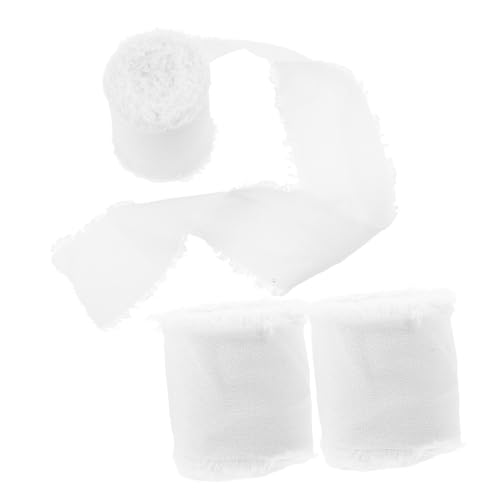 SEWACC 3 Rollen Fransen Chiffonband DIY Geschenkband für Brautsträuße Hochzeitsdeko Geschenkverpackung Partydekoration Handgeschnitten Langlebig von SEWACC