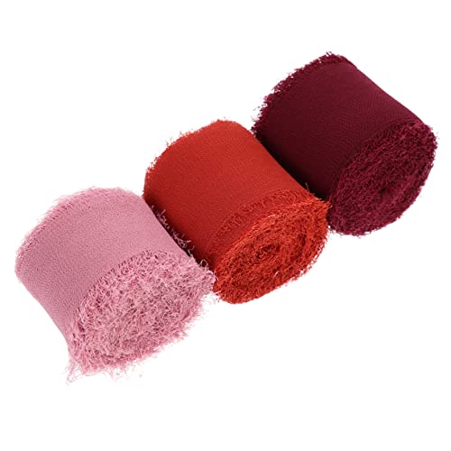 SEWACC 3 Rollen Fransenbänder Chiffon Dekorative und Hochzeitstortenbänder Langlebige Seidenweiche Schleifenbänder Rot und Violetttönen für Party und Festtagsdekoration SEWACC 3 Rollen Fransenbänder Chiffon Dekorative und Hochzeitstortenbänder Langlebige Seidenweiche Schleifenbänder Rot und Violetttönen für Party und Festtagsdekoration von SEWACC