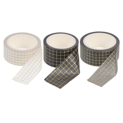 SEWACC 3 Rollen Goldfolie Washi Tape Dekoratives Klebeband für Scrapbooking DIY Projekte und Journals Kreative Bastelmaterialien Drei Farbigen Karos von SEWACC