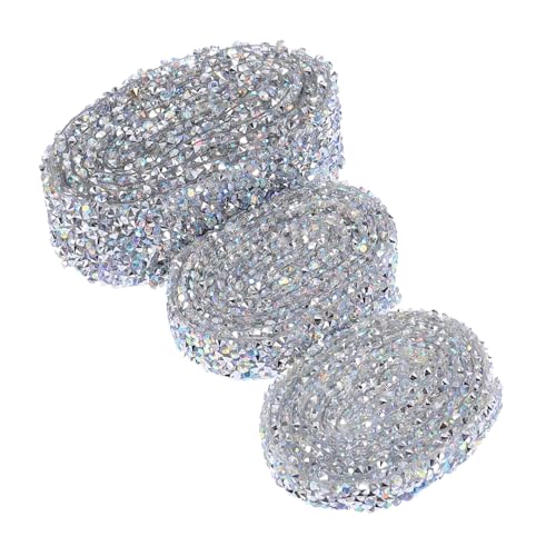 SEWACC 3 Rollen Strasssteine Selbstklebend Kristallbanding Glitzer Mesh Wrap für DIY Hochzeit Kleidung Dekoration Gürtel Zubehör von SEWACC
