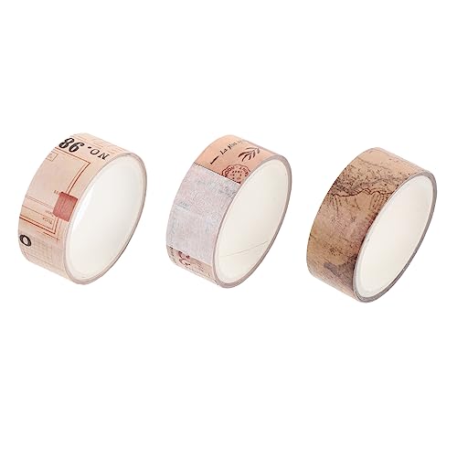 SEWACC 3 Rollen Vintage Washi Tape mit Landkarte Ticket Pflanzen Motiven Papier Klebeband für Scrapbooking DIY Basteln Tagebuch Fotoalbum Stark Haftend Leicht Abreißbar Vielseitig von SEWACC