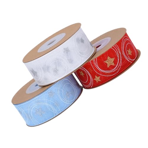 SEWACC 3 Rollen Weihnachtsband mit Stern Kreisdesign Festliches Geschenkband für Weihnachtsbaum Partydekoration und Geschenkverpackung Farben Weiß Blau Rot Weihnachtsfeier-deko SEWACC 3 Rollen Weihnachtsband mit Stern Kreisdesign Festliches Geschenkband für Weihnachtsbaum Partydekoration und Geschenkverpackung Farben Weiß Blau Rot Weihnachtsfeier-deko von SEWACC